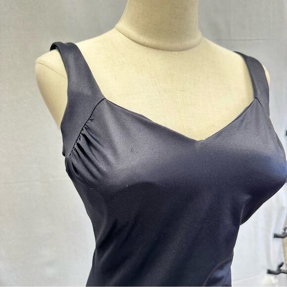 Vintage 70s Maxine of Hollywood black one piece pinup swimsuit dress size 14 - Picture 14 of 15